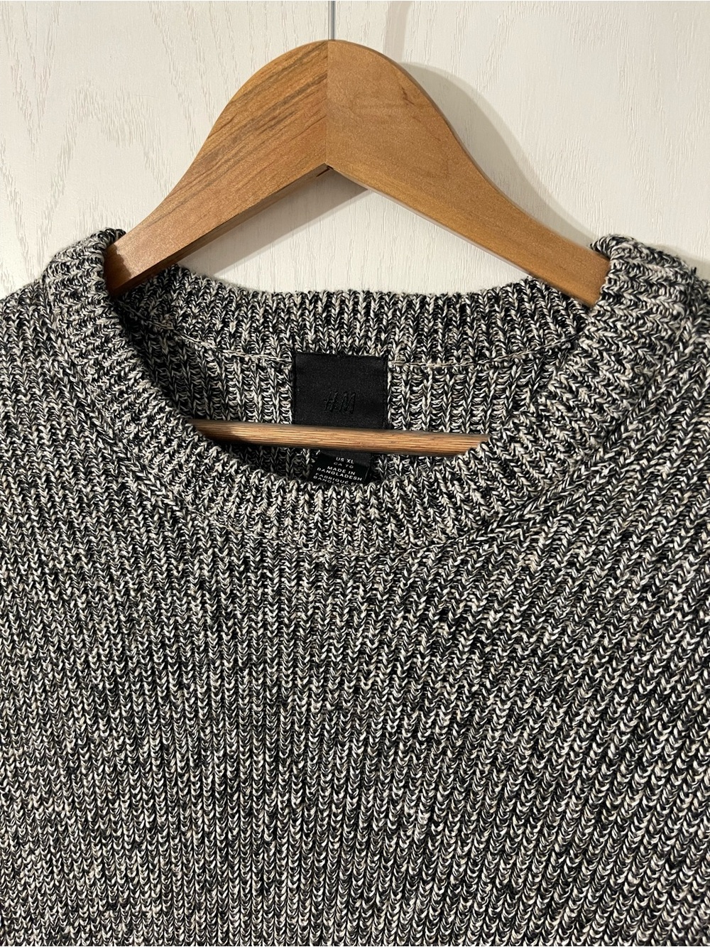 H&M Black and White Marled Knit Crewneck Sweater